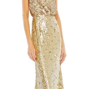 Mac Duggal Gold Sequin Maxi Dress